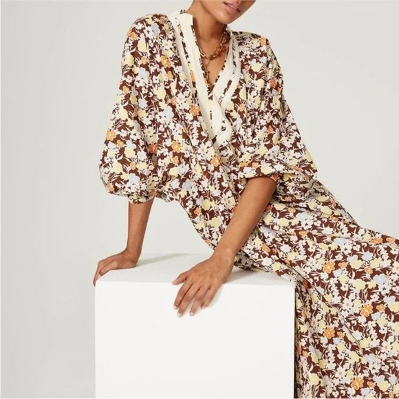 Tory Burch Printed Balloon Sleeve Tunic Caftan Dress - Picture 3 of 10